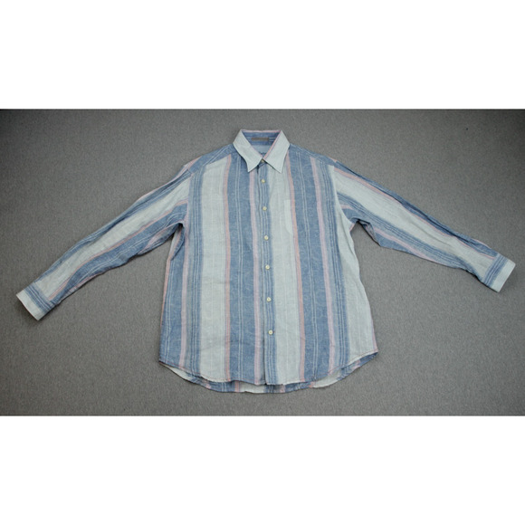 Tommy Bahama Shirt Mens Medium Stripped 100% Linen Long Sleeve Button Up - Picture 2 of 7